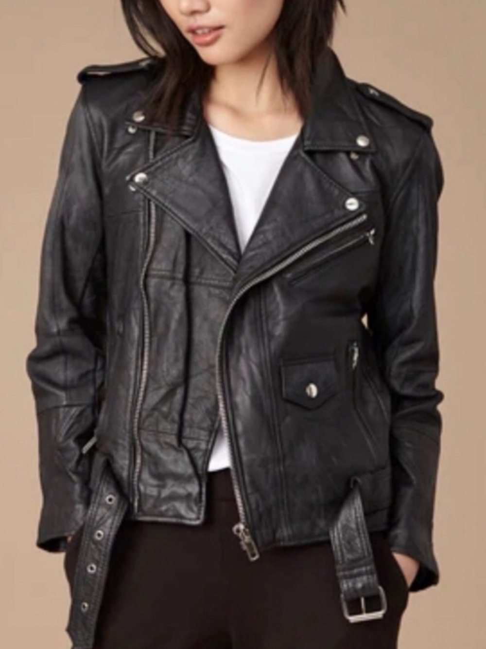 NWT Deadwood Studios Leather Biker Jacket Size S
